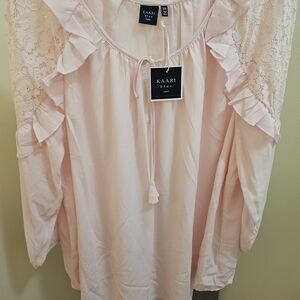 Kaari Blue Women's Pink Ruffle Top